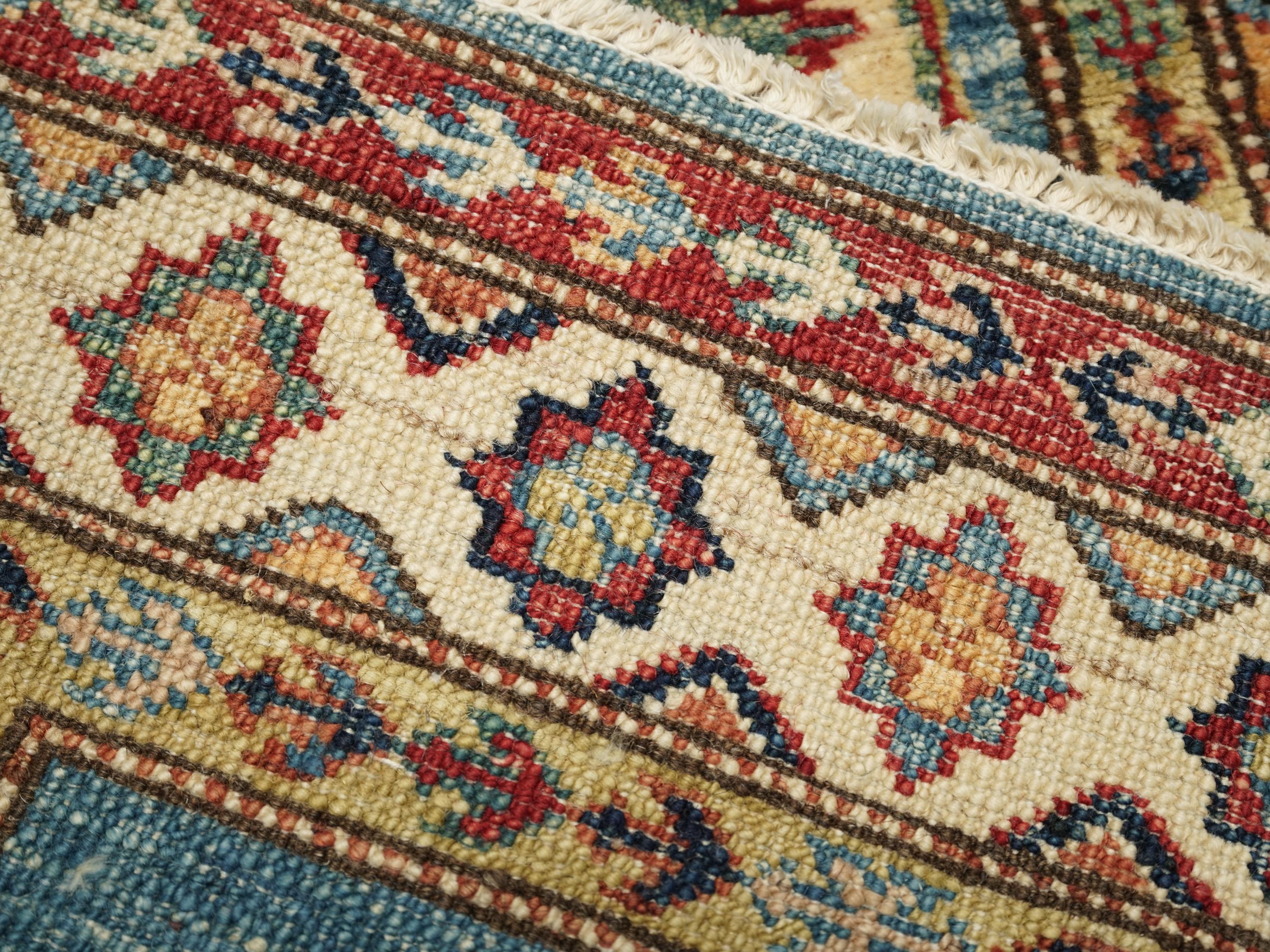 2x3 Ft Light Blue Kazak Rug - Afghan Wool Accent Rug