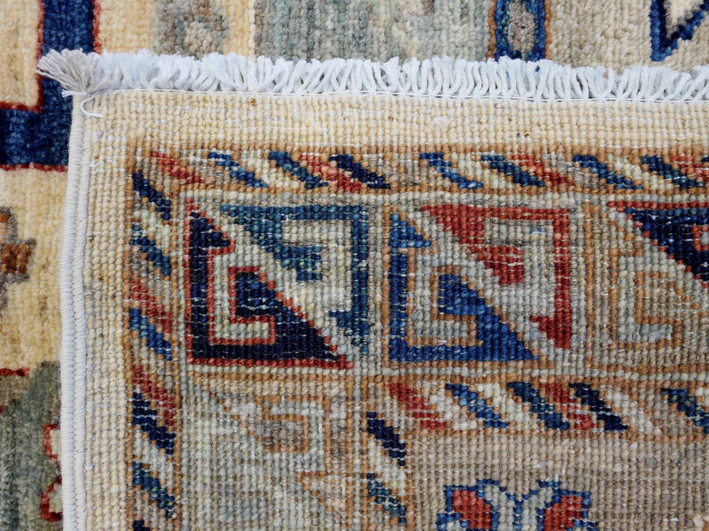 9x12 Ft Beige Heriz Rug - Afghan Oriental Area Rug - Geometric Design