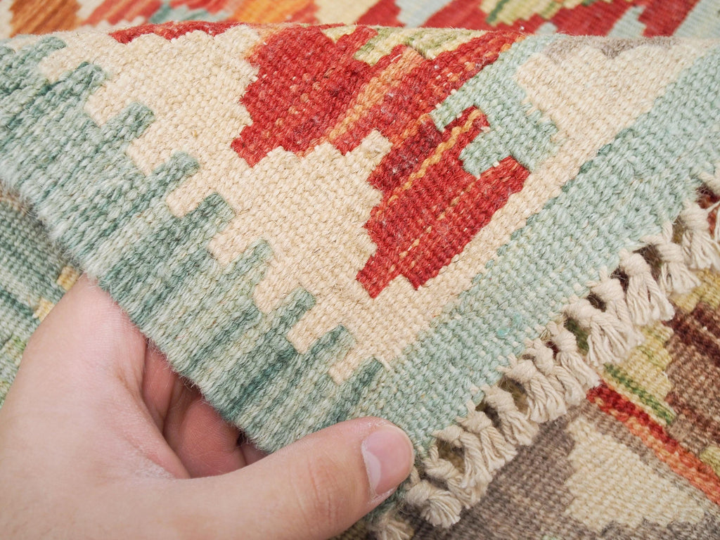 6x8 Ft Red Wool Kilim Rug - Flat Weave Afghan Rug