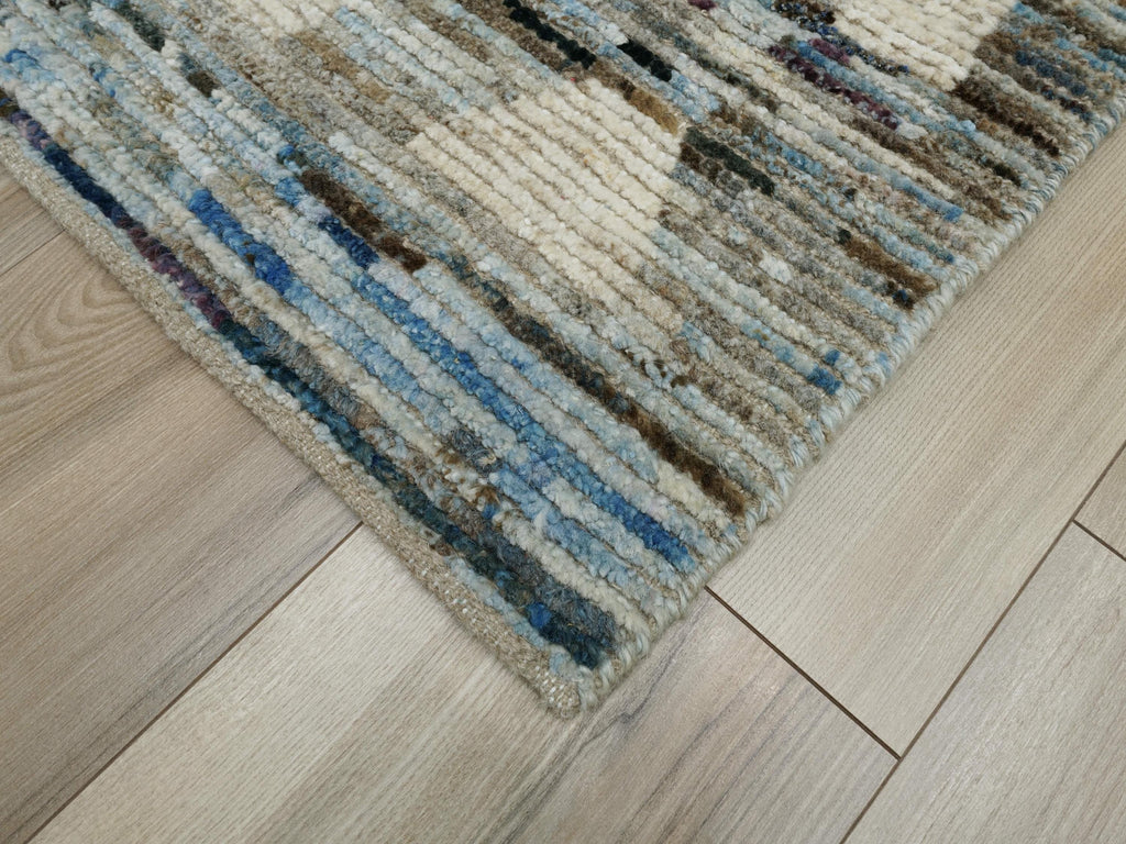 3x5 Ft Blue & White Moroccan Rug - Hand Knotted Area Rug