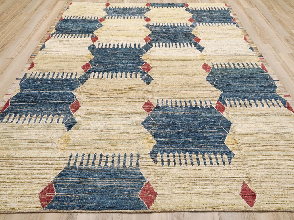 8x10 Ft Yellow & Blue Moroccan Rug - Afghan Wool Rug