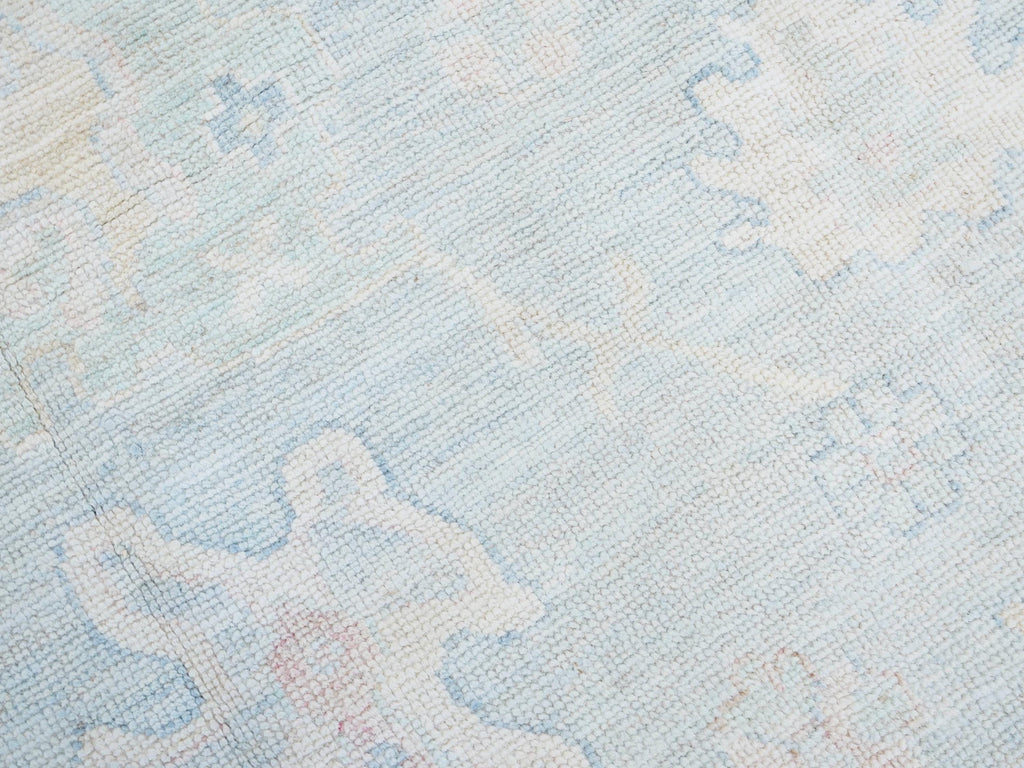 9x12 Ft Light Blue Oushak Rug - Handmade Area Rug - Floral Design