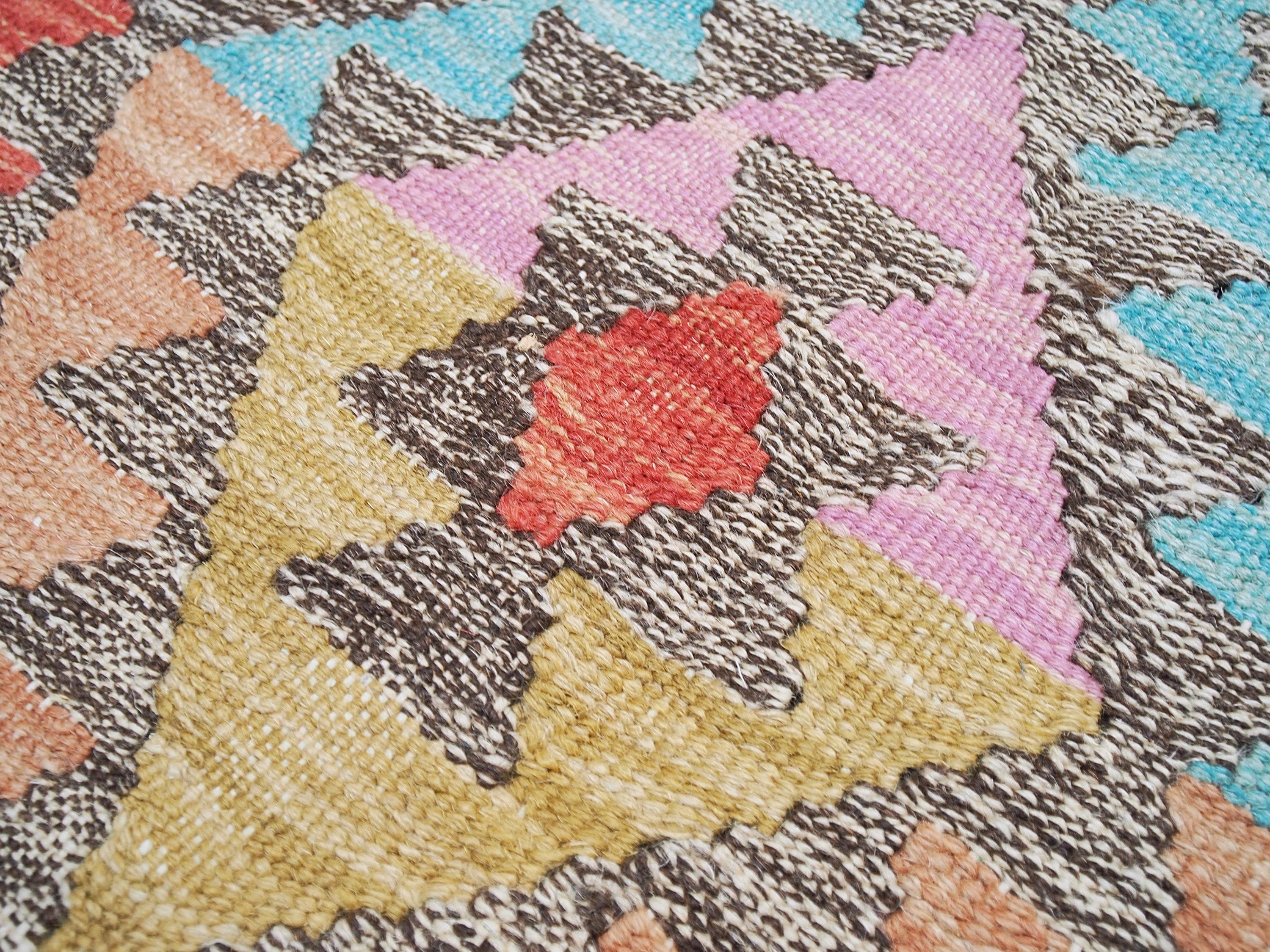 5x6 Ft Orange Tribal Kilim Rug - Flat Weave Wool Rug