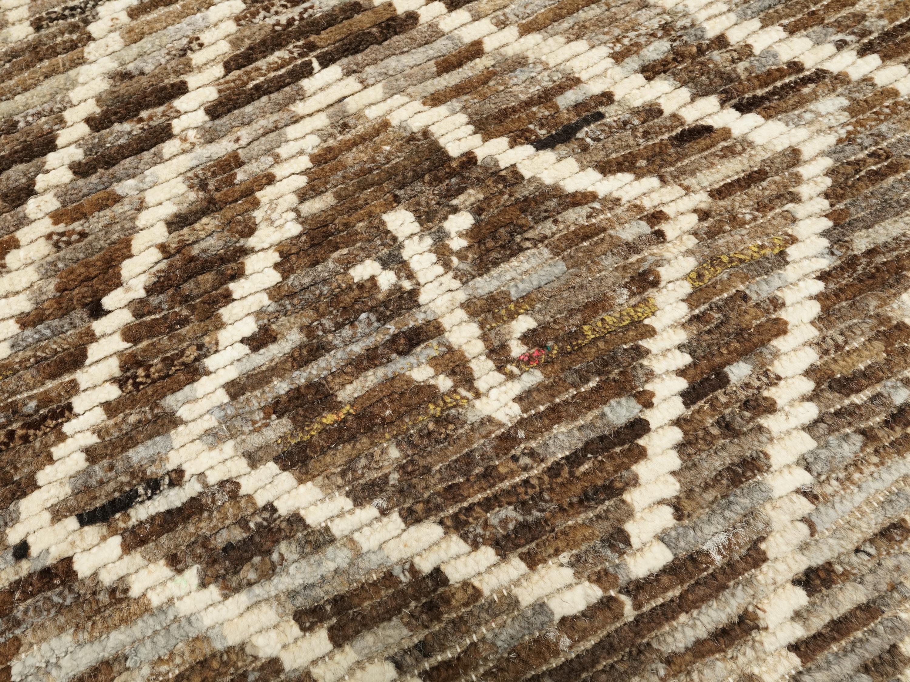 12 Ft Brown Moroccan Runner Rug: Afghan Handmade Wool Rug