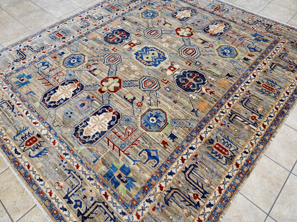 8x10 Ft Brown Heriz Rug - Hand Knotted Oriental Area Rug