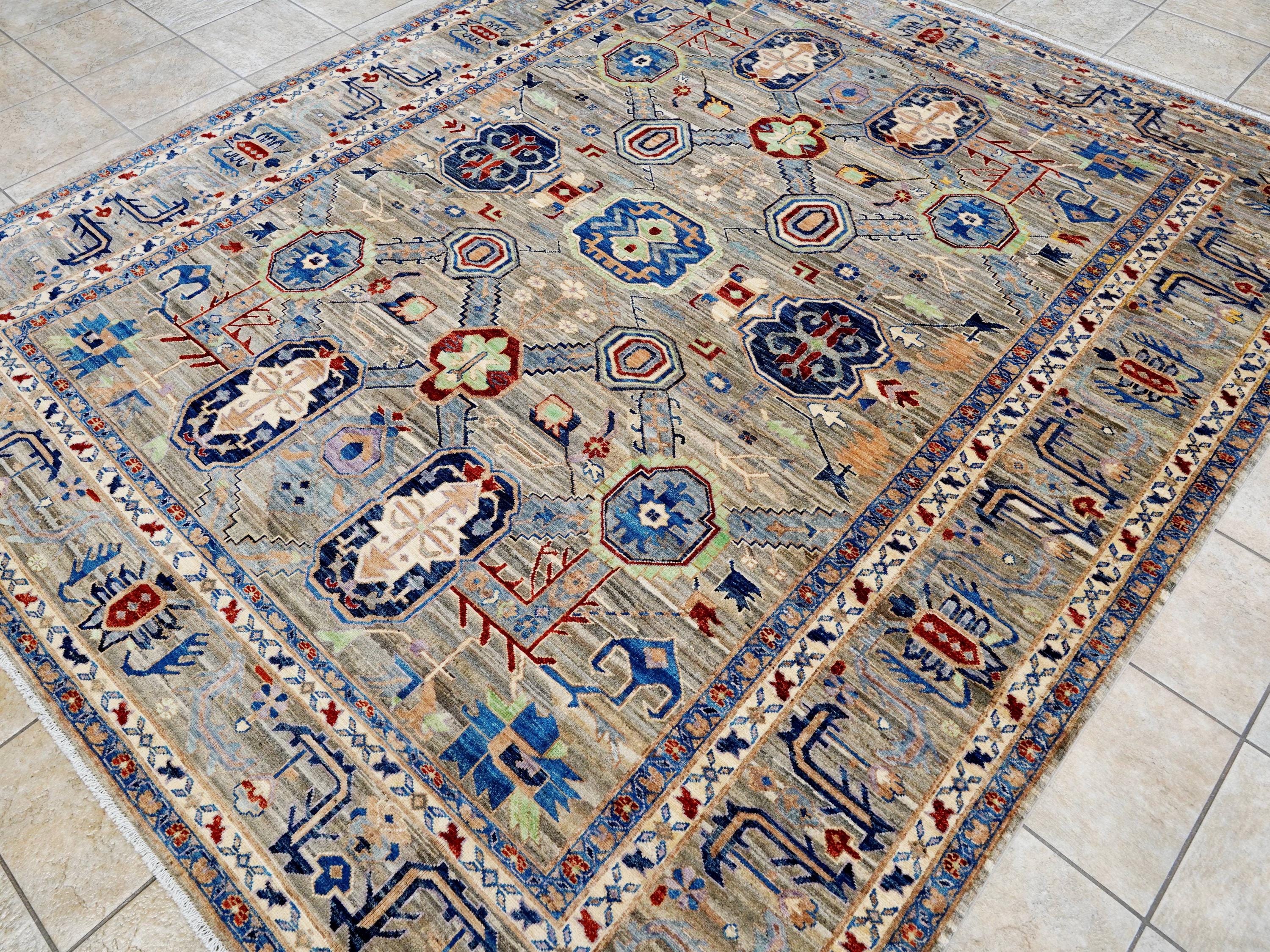 8x10 Ft Brown Heriz Rug - Hand Knotted Oriental Area Rug