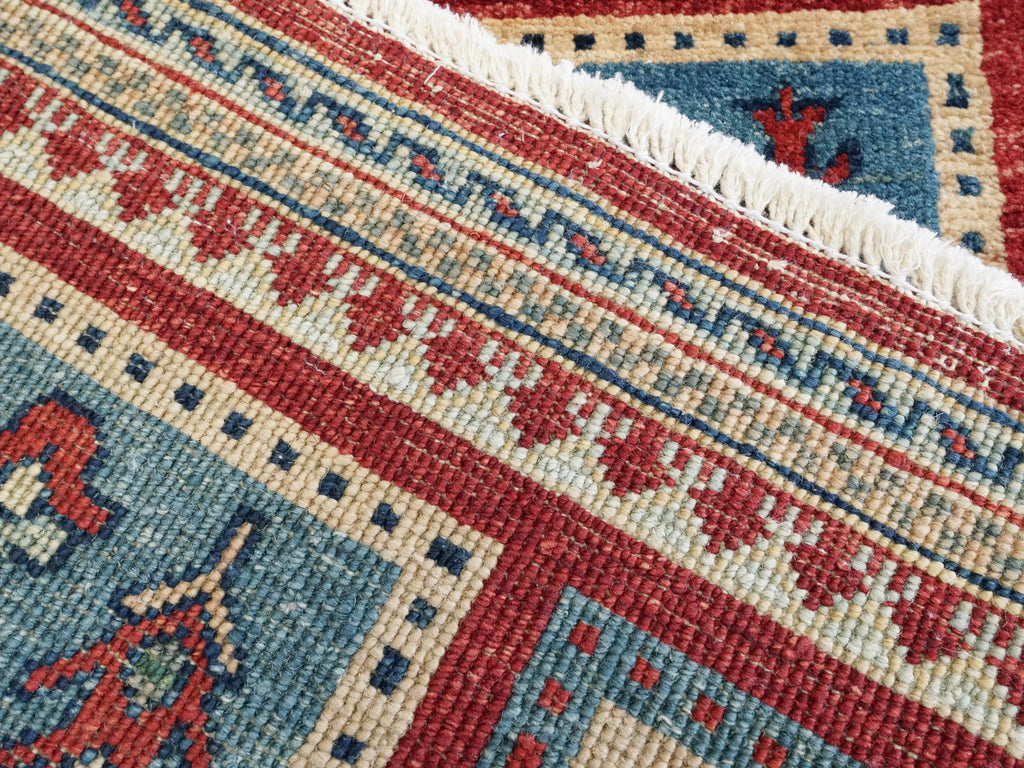2x3 Ft Hand Knotted Red Heriz Rug - Afghan Wool Accent Rug