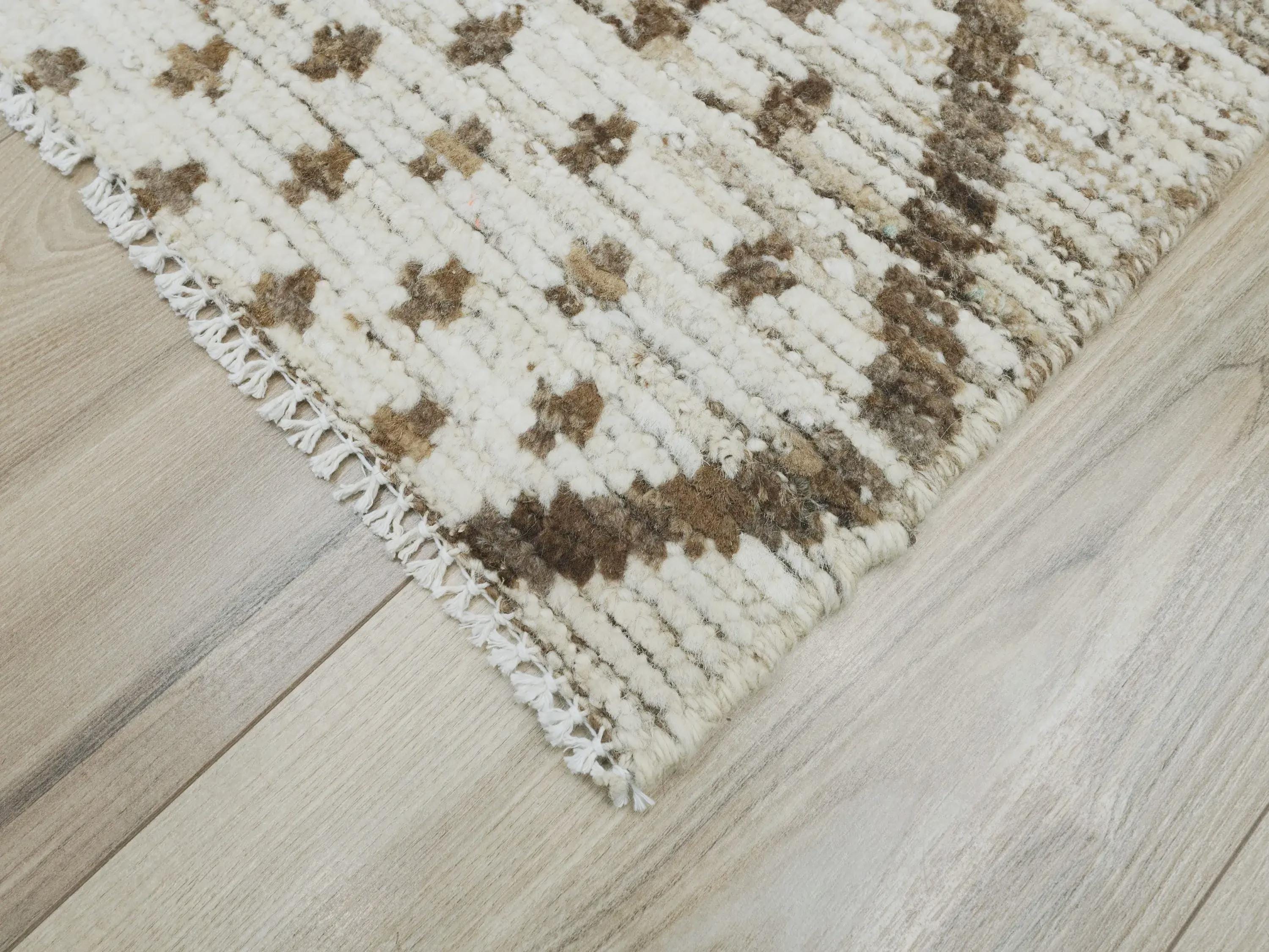 3x5 Ft Hand Knotted White Moroccan Rug - Afghan Tribal Rug