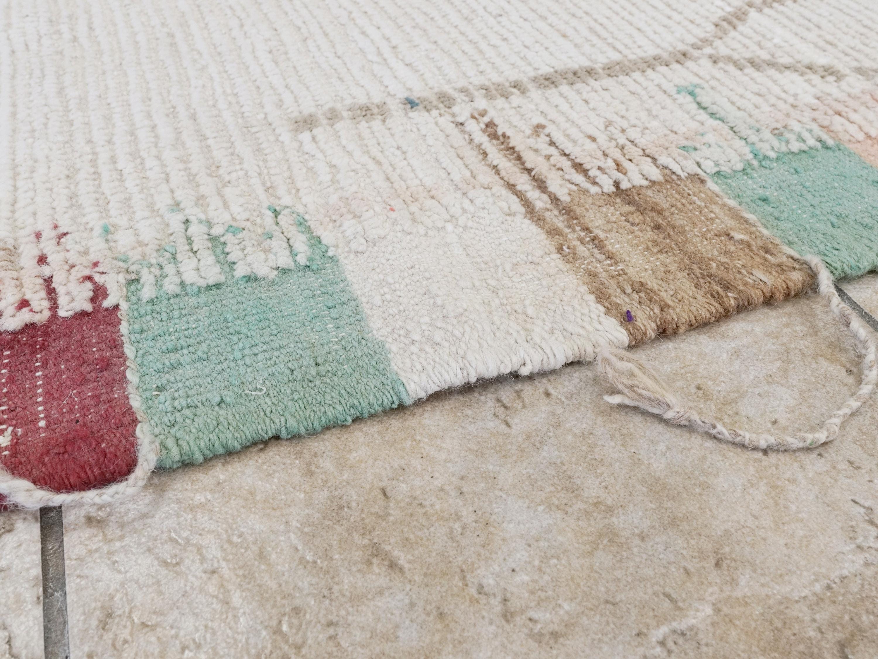 12x15 Ft Afghan Area Rug - Handmade Beige Moroccan Wool Rug