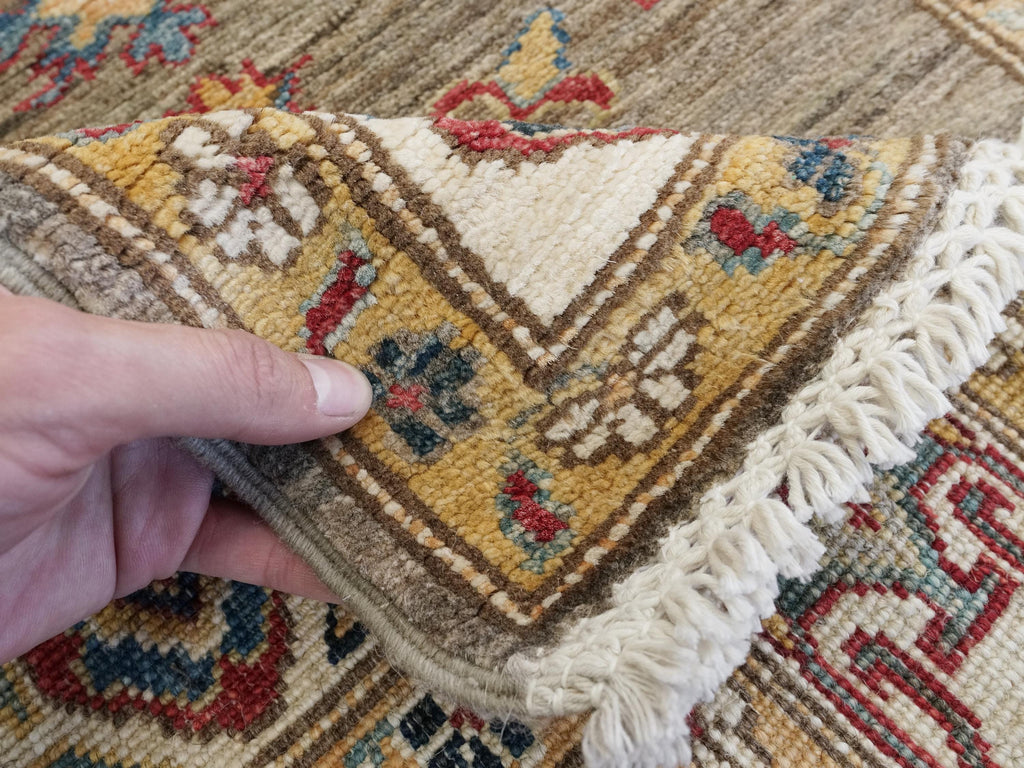 13 Ft Beige Kazak Runner Rug - Hand Knotted Wool Rug