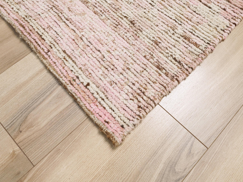 6x8 Ft Pink Moroccan Wool Rug - Hand-Knotted Area Rug