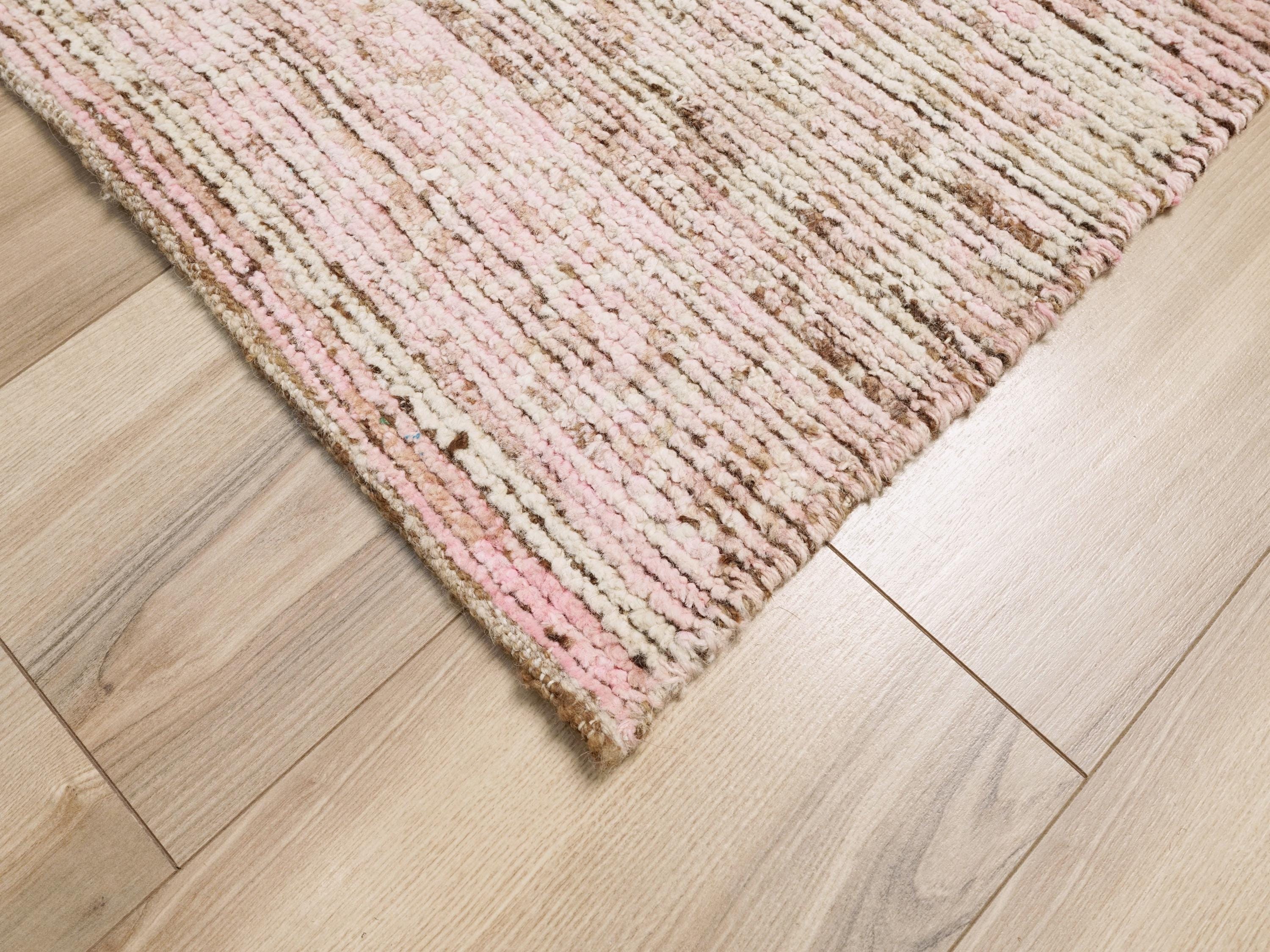 6x8 Ft Pink Moroccan Wool Rug - Hand-Knotted Area Rug