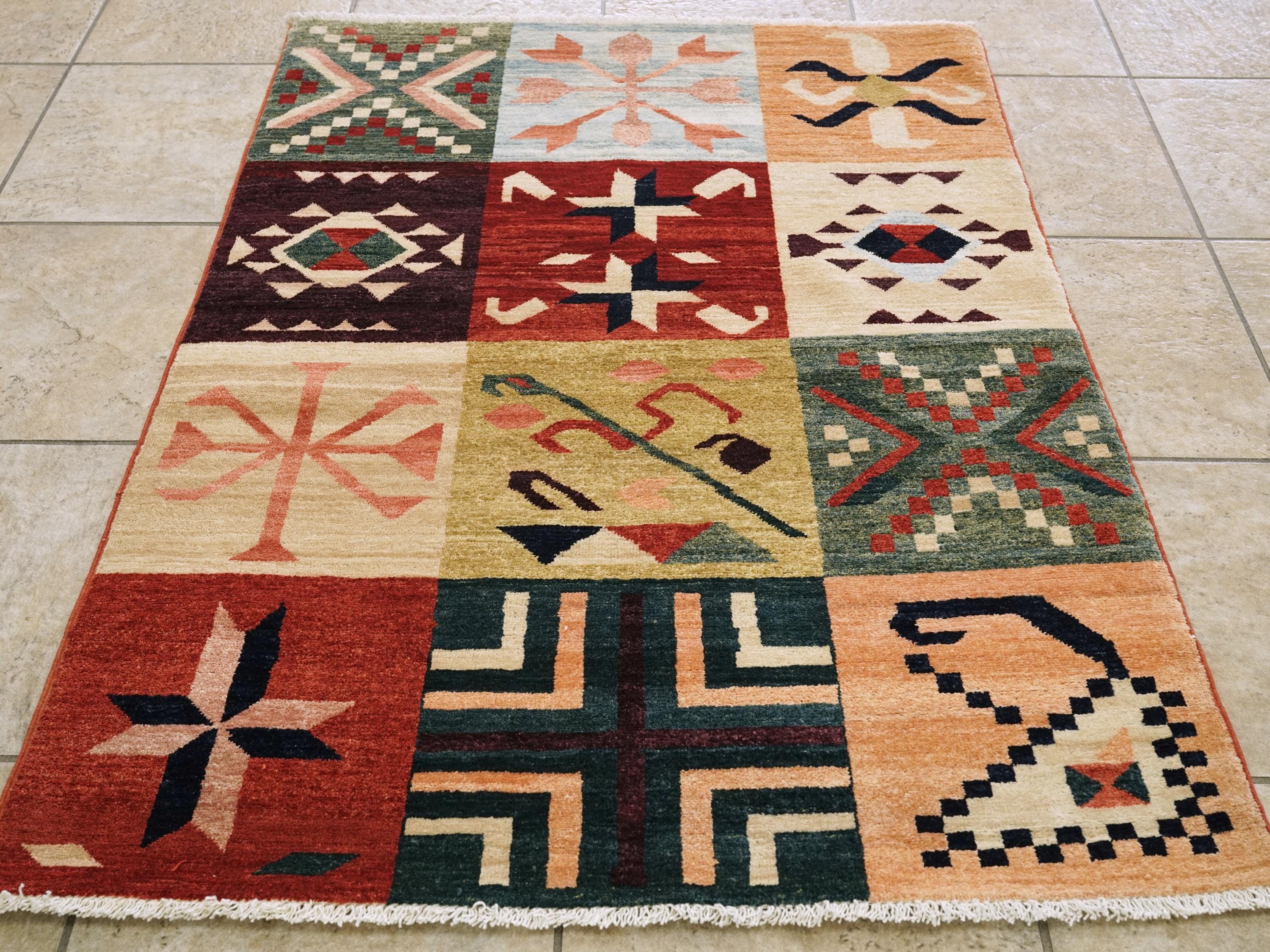 3x4 Ft Hand Knotted Gabbeh Rug - Traditional Oriental Rug