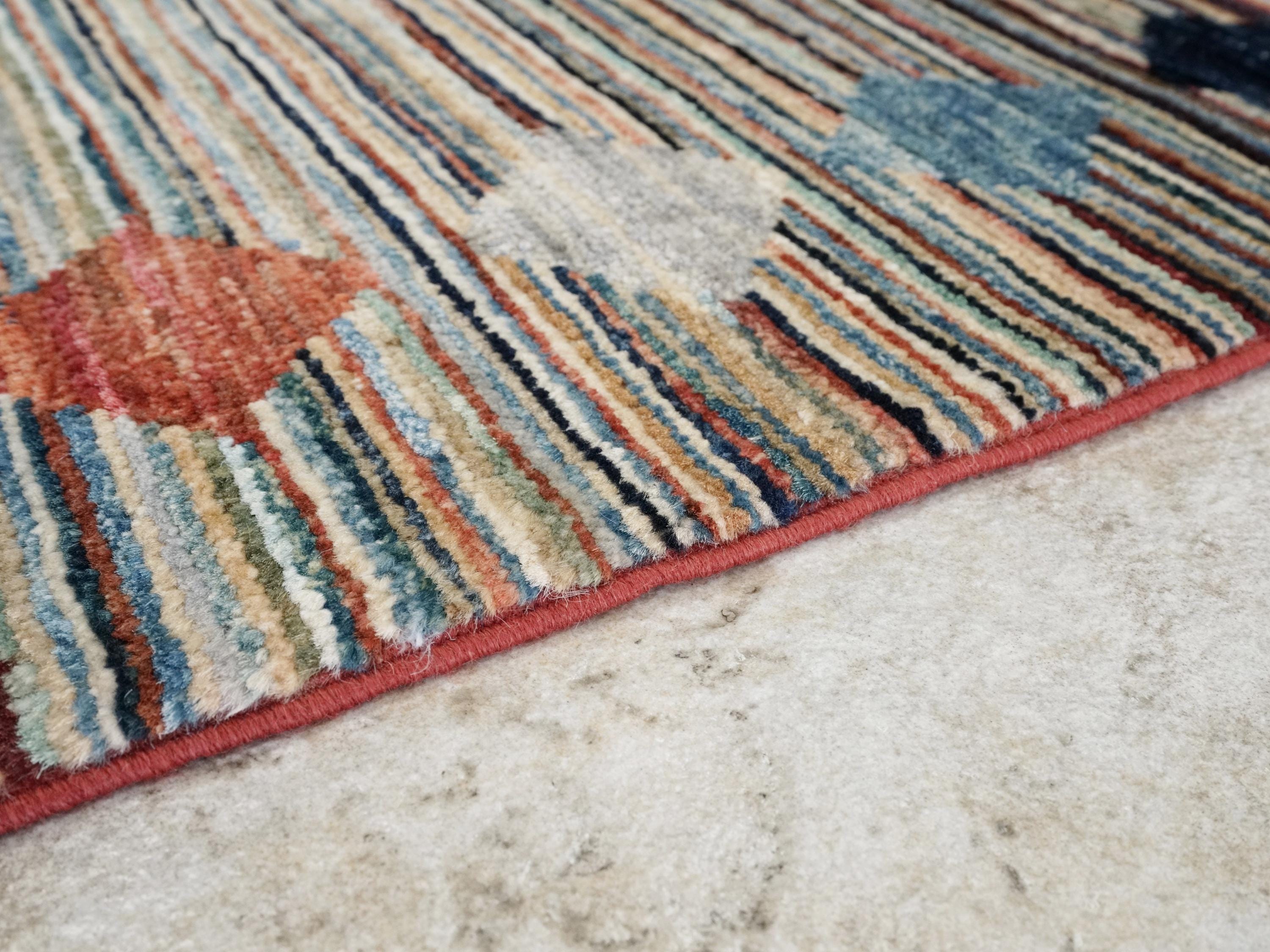 7x10 Ft Hand Knotted Gabbeh Rug - Colorful Area Rug