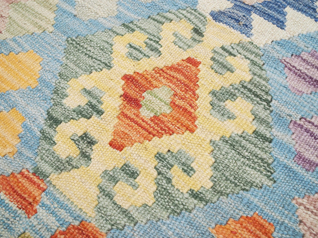 6x8 Ft Green Scandinavian Kilim Rug - Tribal Area Rug