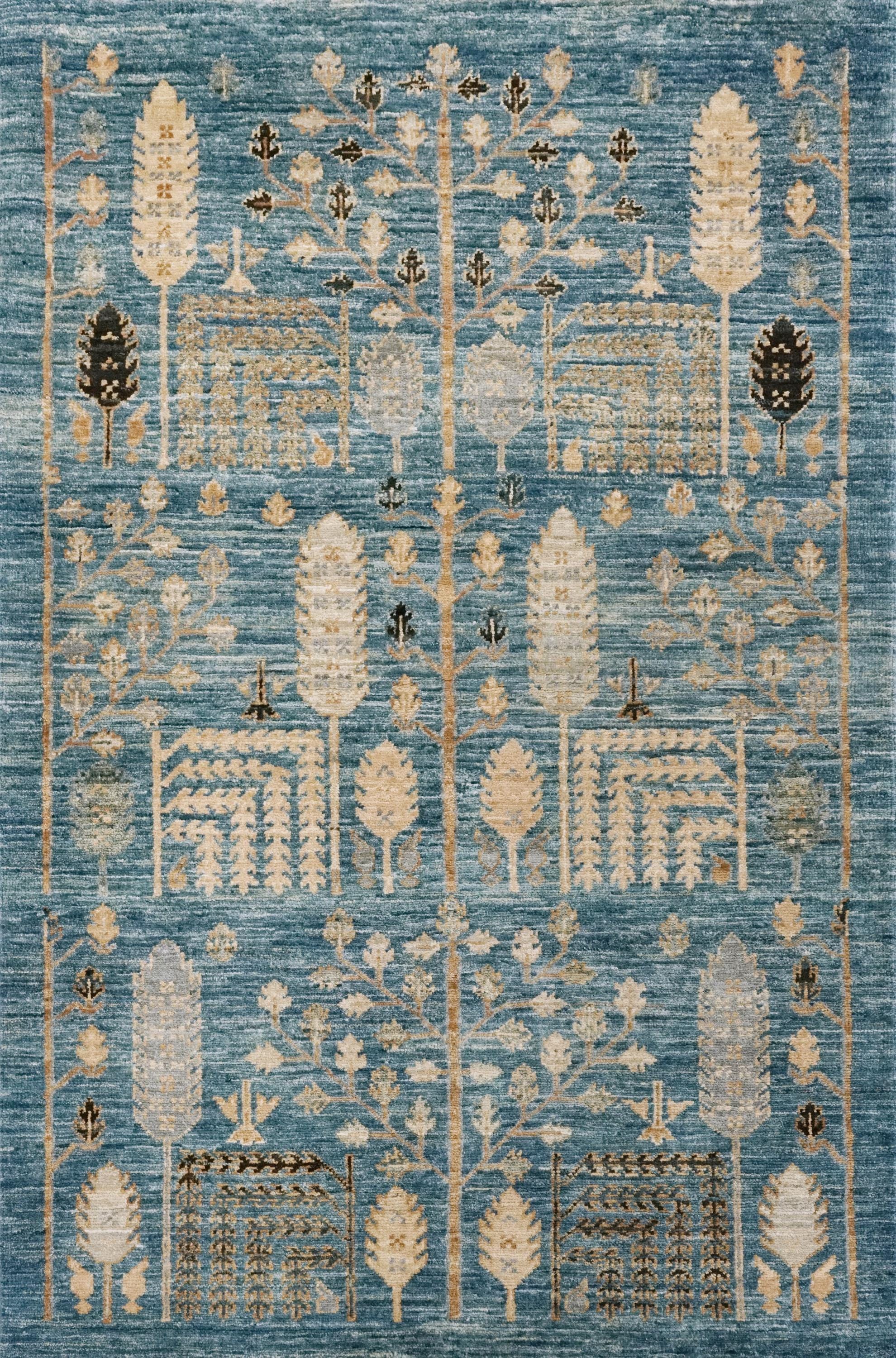3x5 Ft Blue Serapi Rug - Oriental Wool Rug - Floral Design