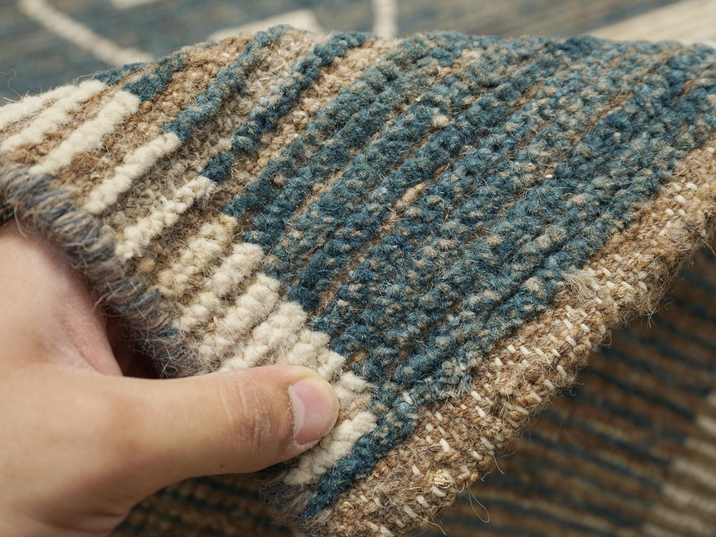 10 Ft Blue Moroccan Runner Rug - Afghan Handmade Wool Rug