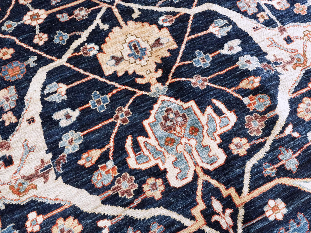 9x12 Ft Blue & Beige Serapi Rug - Hand Knotted Area Rug - Persian Design