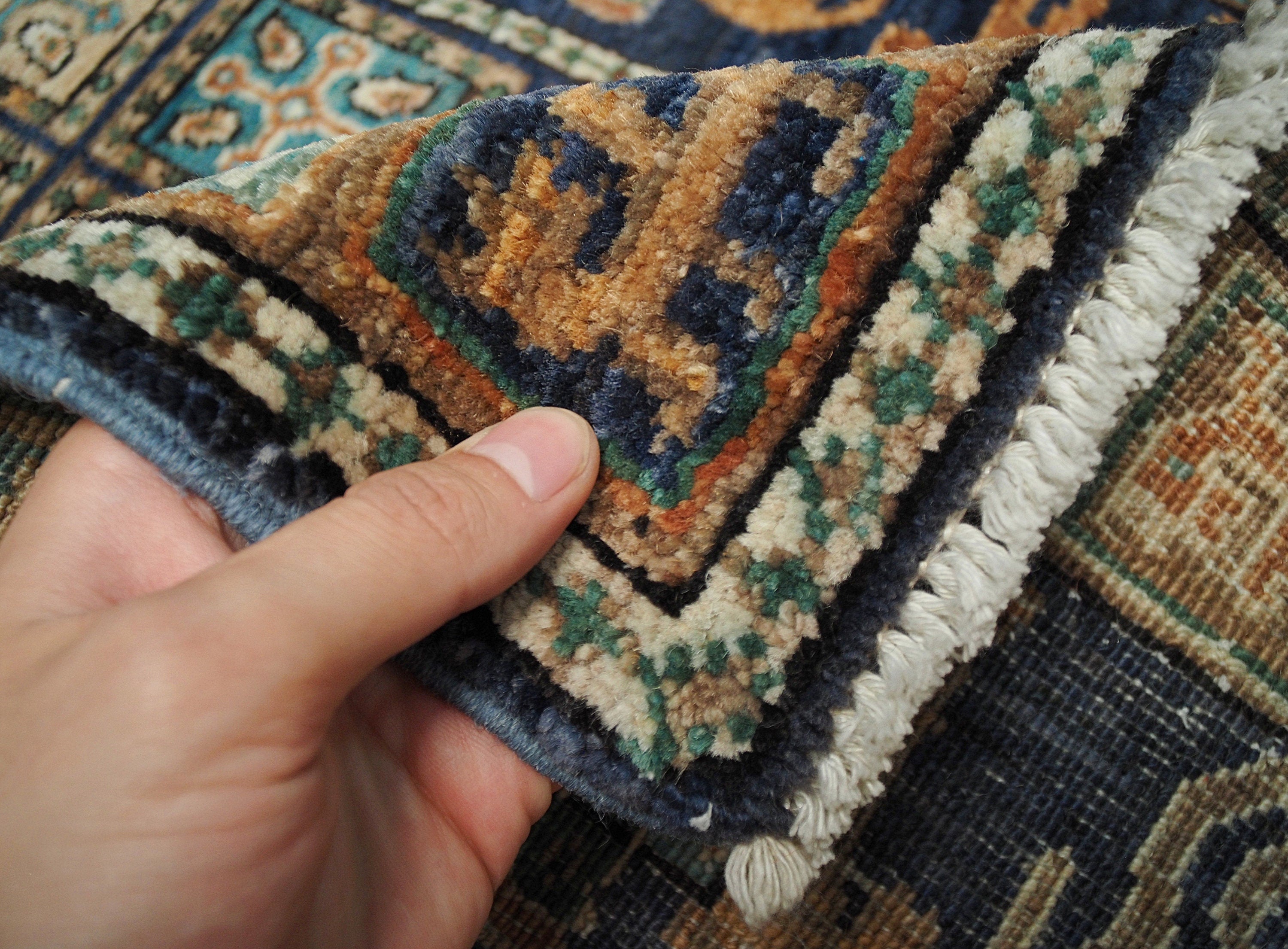 2x4 Ft Blue Mamluk Rug - Hand Knotted Oriental Rug