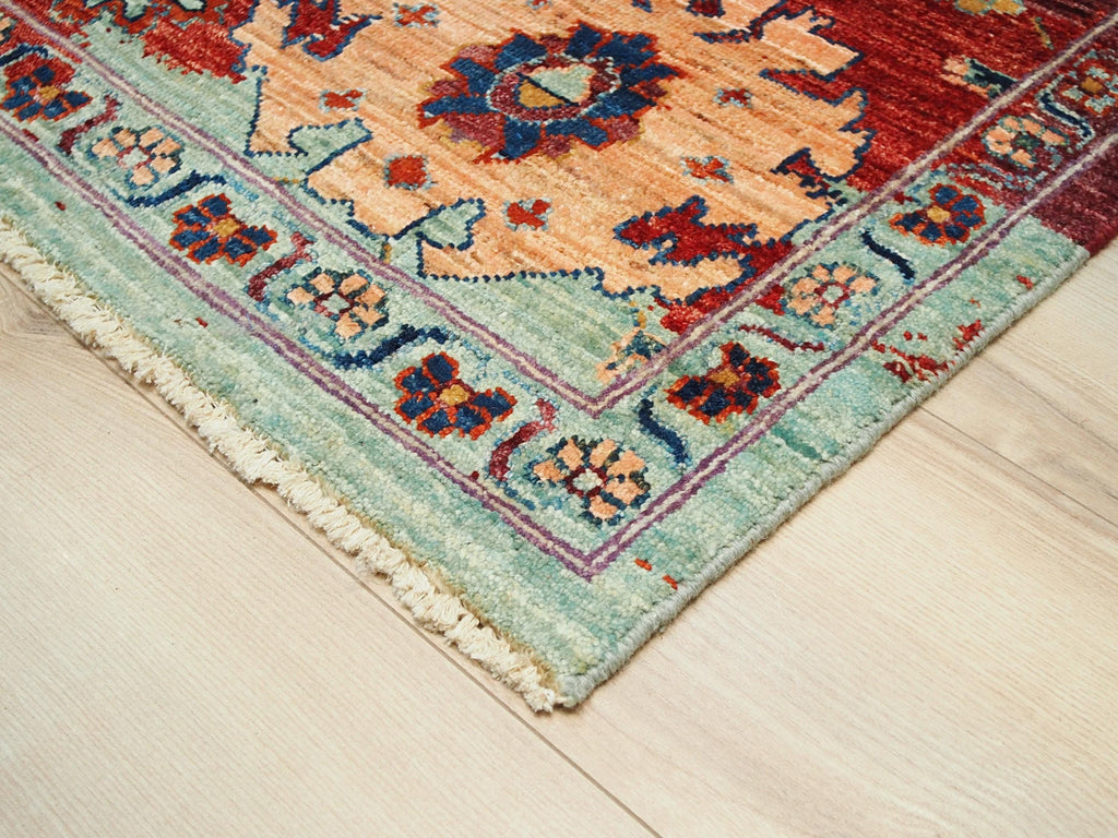 6x6 Ft Colorful Serapi Rug - Oriental Square Rug - Floral Design