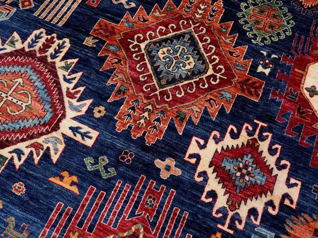 10x14 Ft Blue Beige Serapi Rug - Hand Knotted Wool Oriental Rug