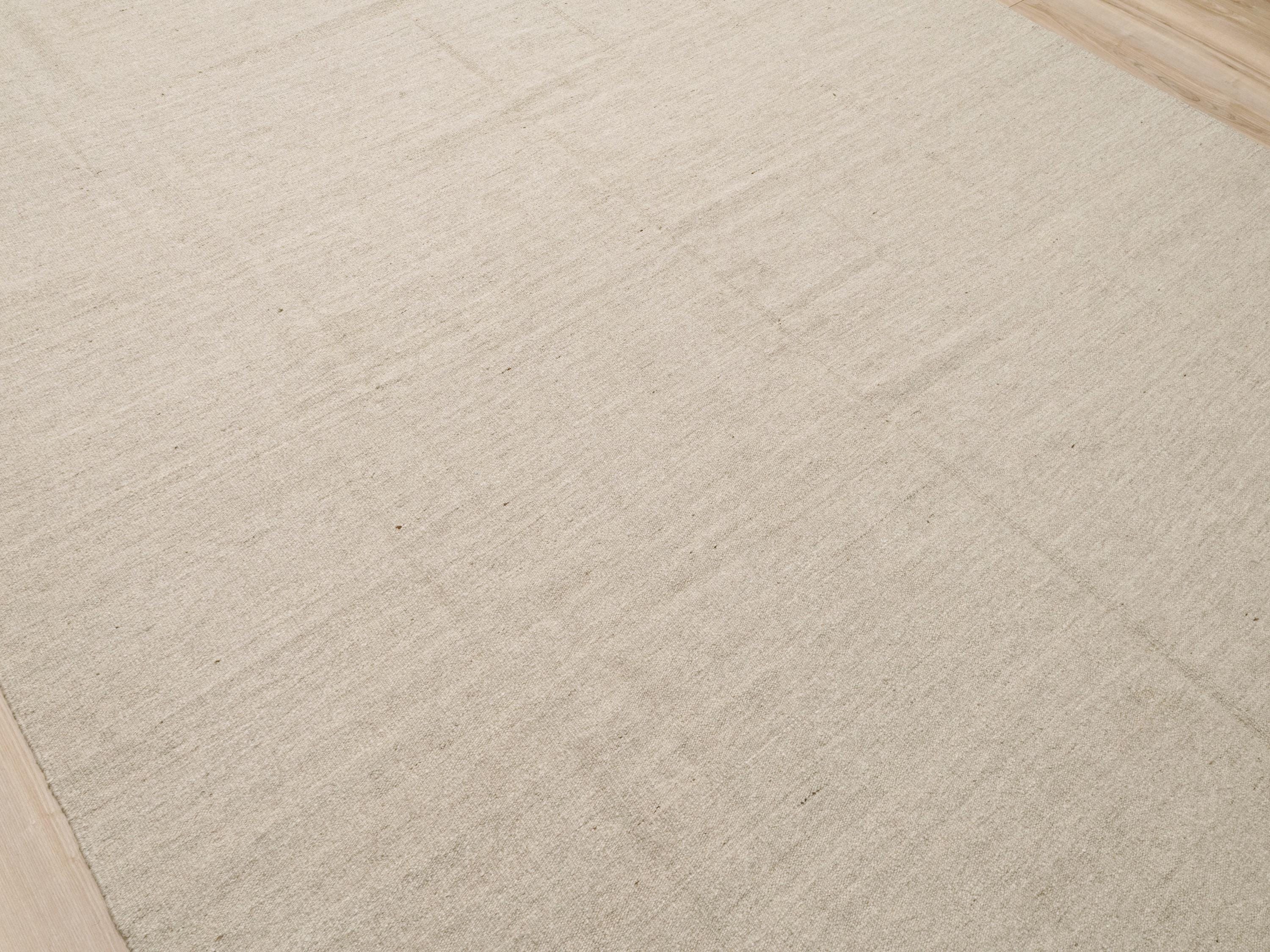 8x10 Ft Beige Kilim Rug - Handwoven Afghan Wool Rug