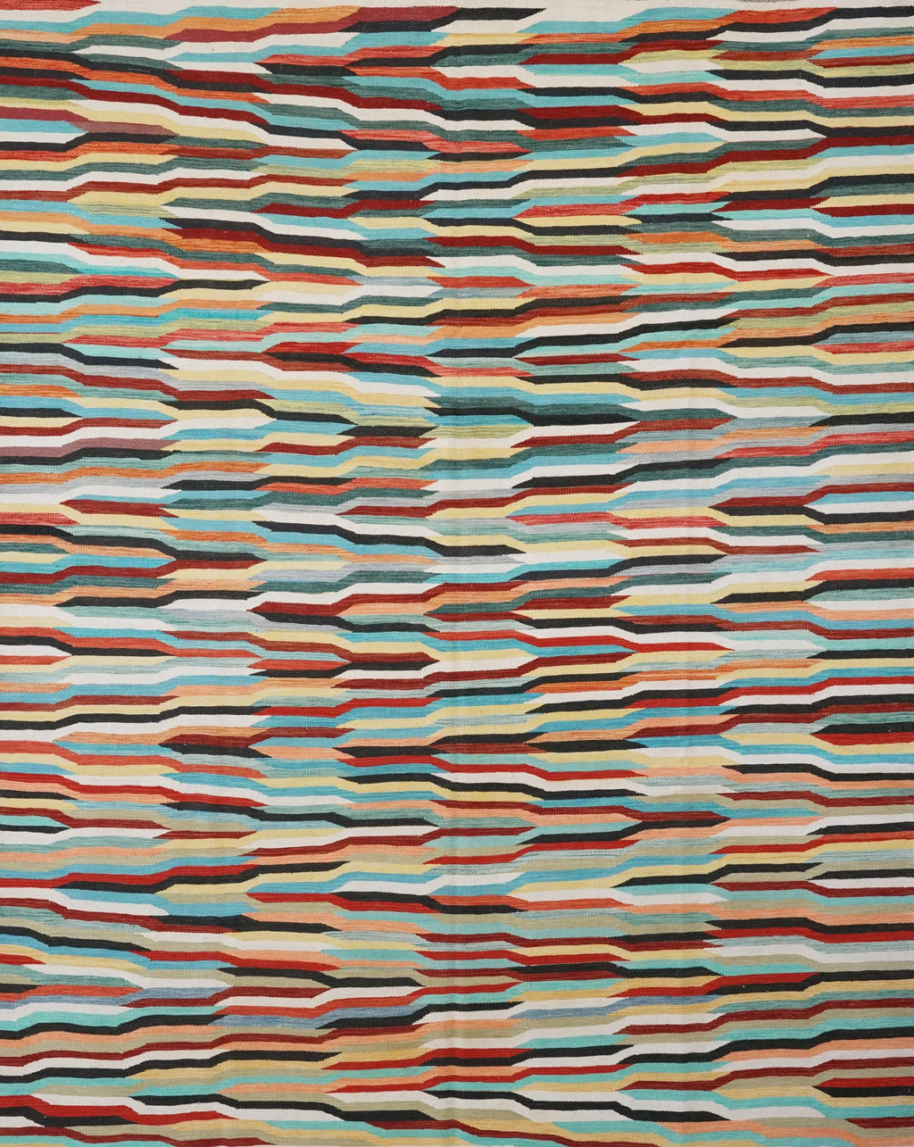 8x10 Ft Colorful Kilim Rug - Flat Weave Area Rug - Abstract Design