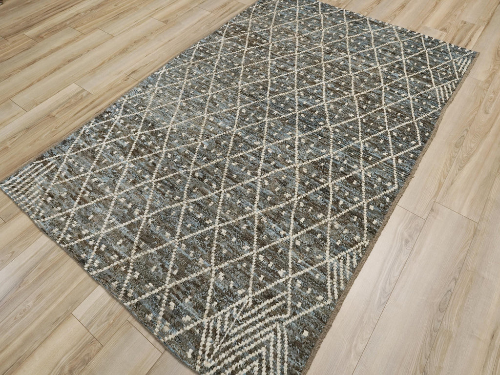 6x9 Ft Blue Moroccan Rug - Afghan Handmade Area Rug