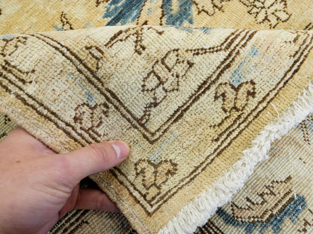 6x9 Ft Hand Knotted Bidjar Rug - Beige & Blue Persian Antique
