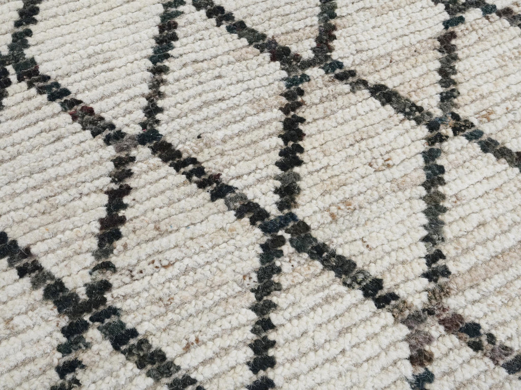 13 Ft Hand Knotted Moroccan Wool Runner Rug - Beige Afghan Rug