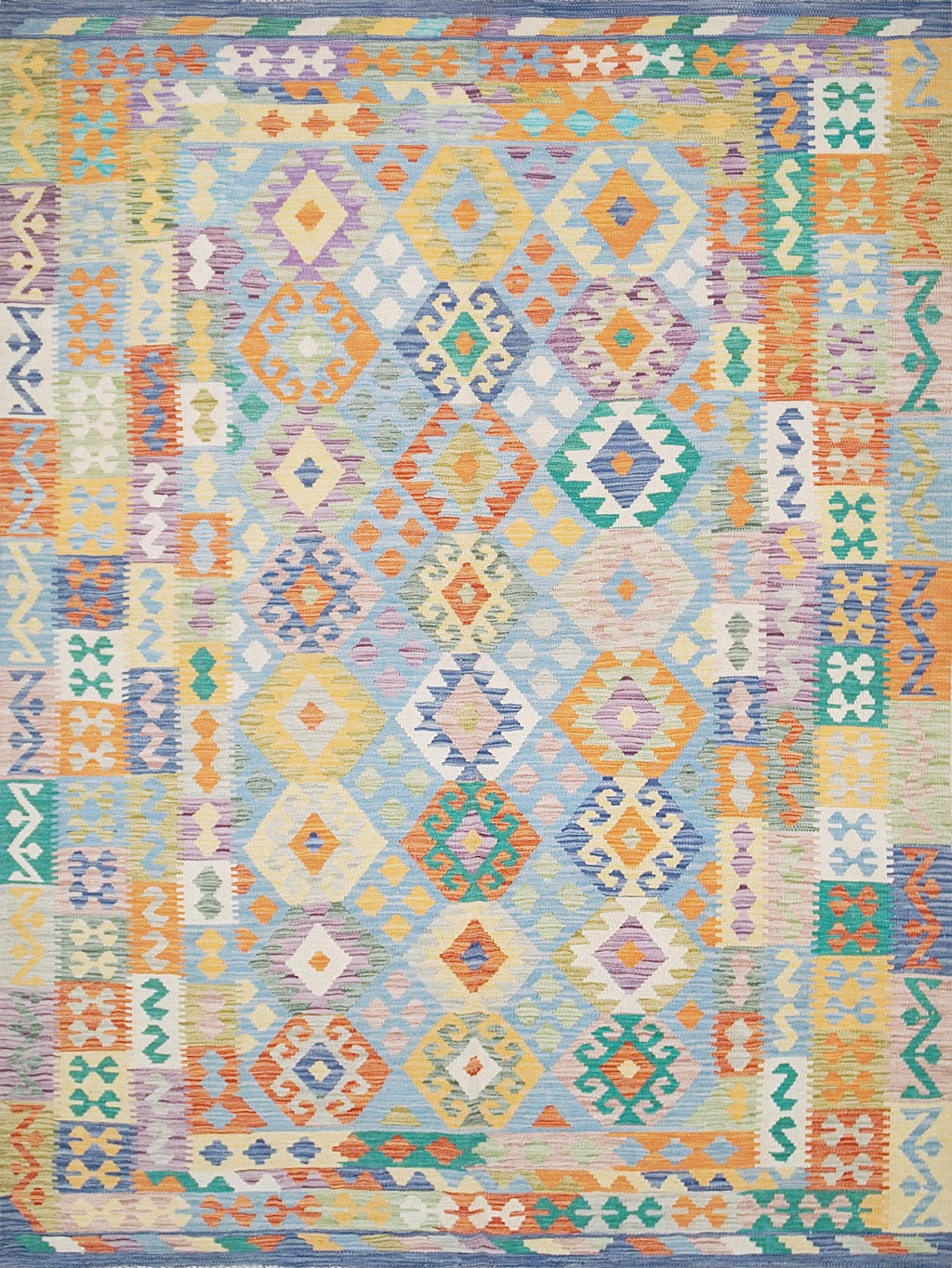 6x8 Ft Green Scandinavian Kilim Rug - Tribal Area Rug