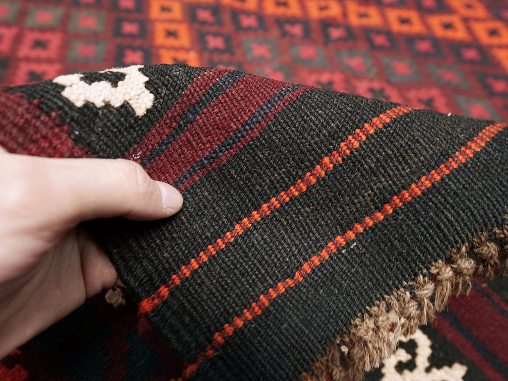 10x14 Ft Burgundy Maimana Kilim - Vintage Tribal Flatweave