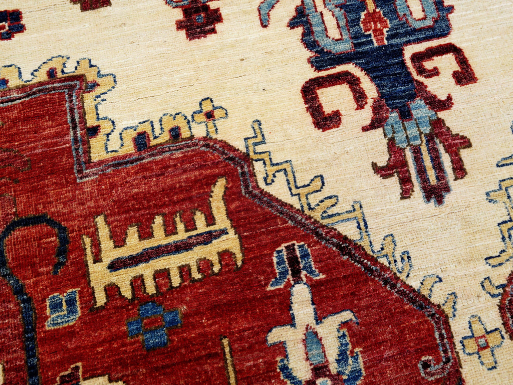 9x12 Ft Red & Blue Serapi Rug - Hand Knotted Antique Rug - Persian Design