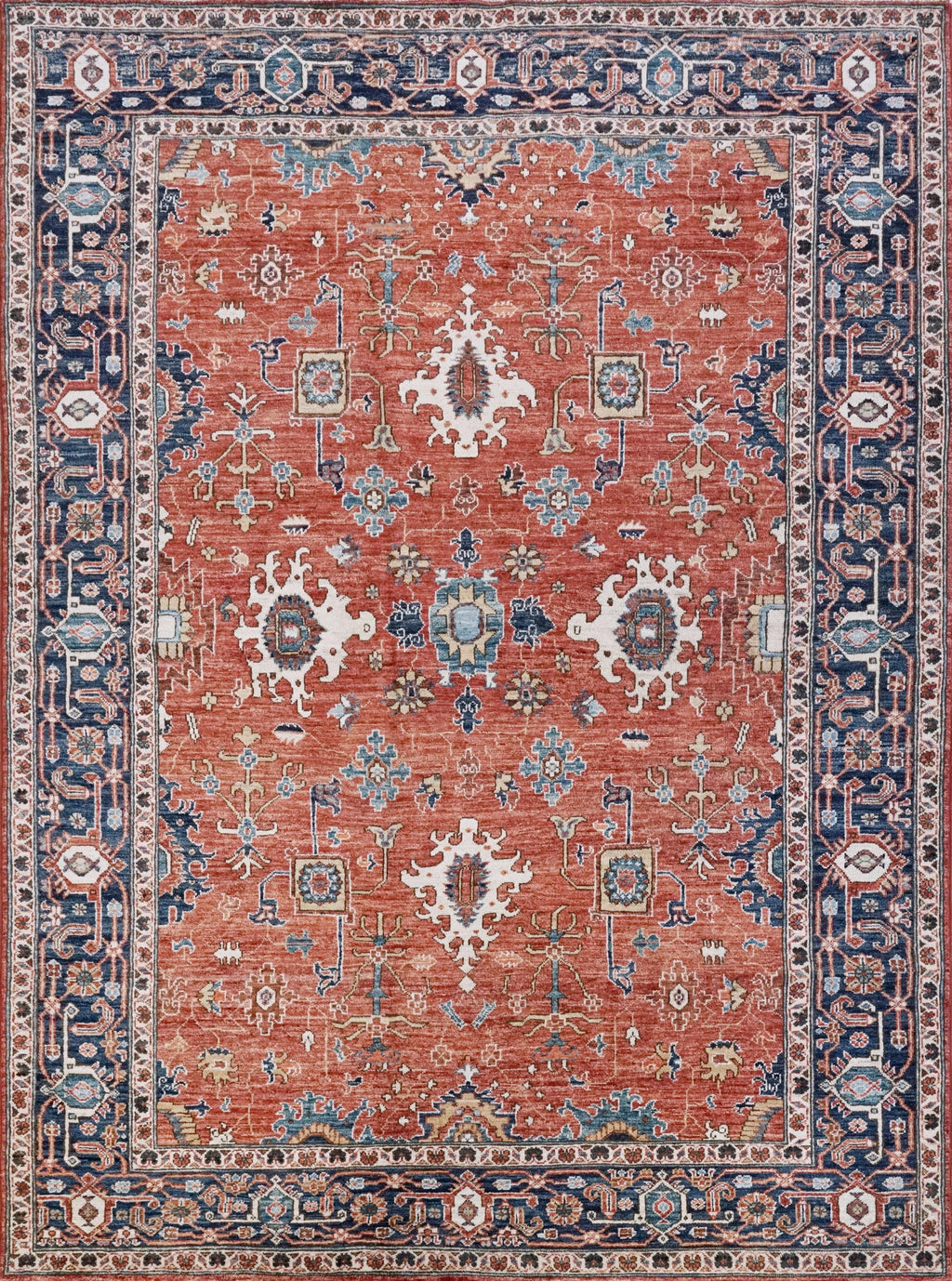 6x9 Ft Red & Blue Serapi Rug - Oriental Area Rug - Persian Design