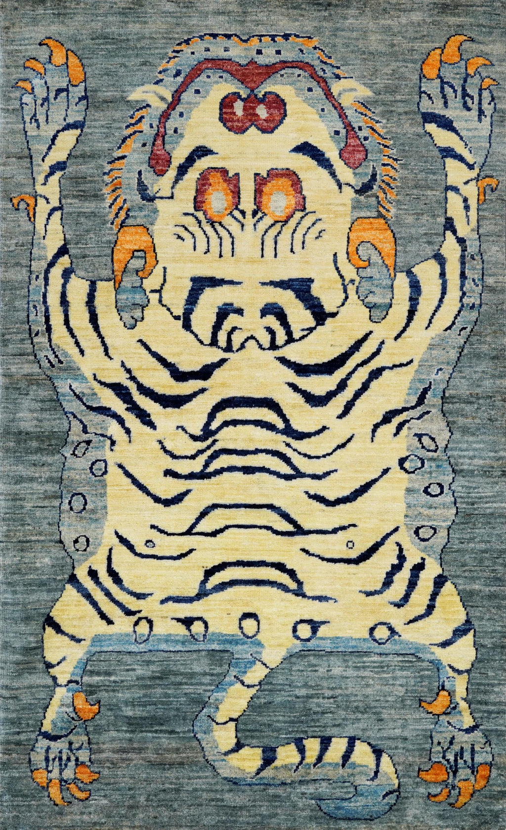 3x5 Ft Gray & Yellow Tiger Rug - Handmade Afghan Area Rug