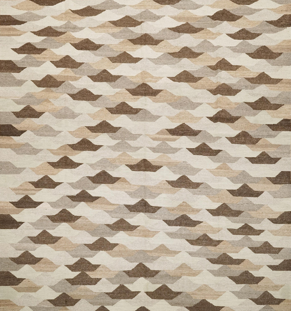 8x10 Ft Brown Kilim Rug - Flat Weave Area Rug