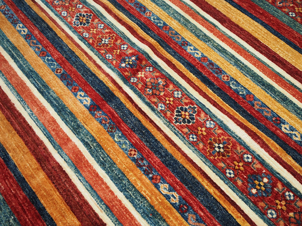 7x7 Ft Red Khorjin Rug - Hand Knotted Round Oriental Rug