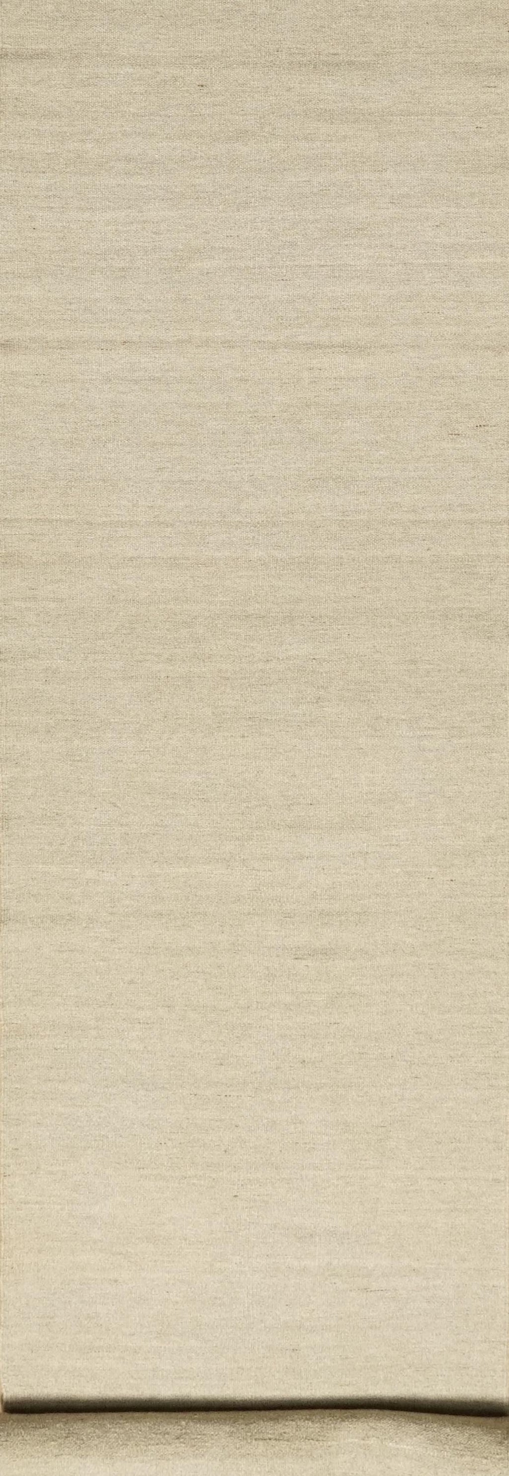 17 Ft Handmade Kilim Runner Rug: Beige Flat Weave Hallway Rug