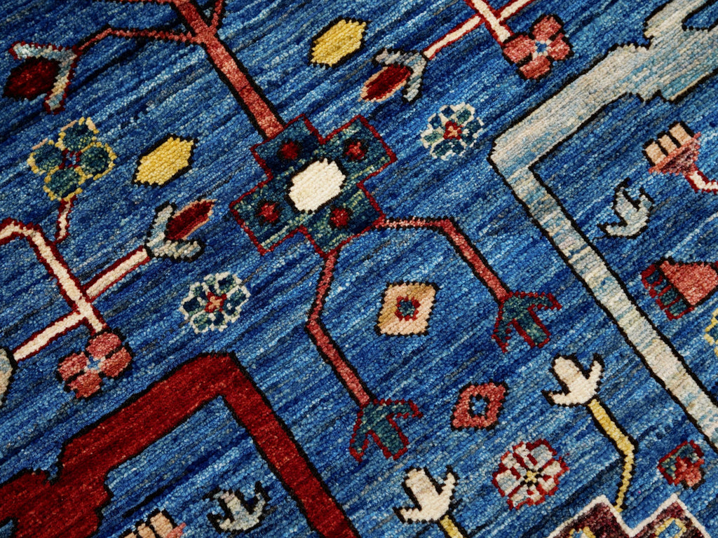 3x5 Ft Blue Heriz Rug - Handmade Afghan Rug