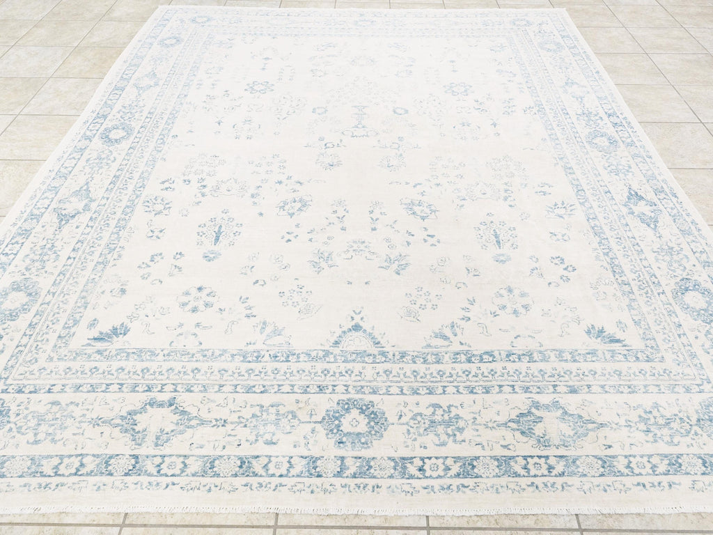 8x10 Ft Vintage Blue Serapi Rug - Hand Knotted Afghan Rug