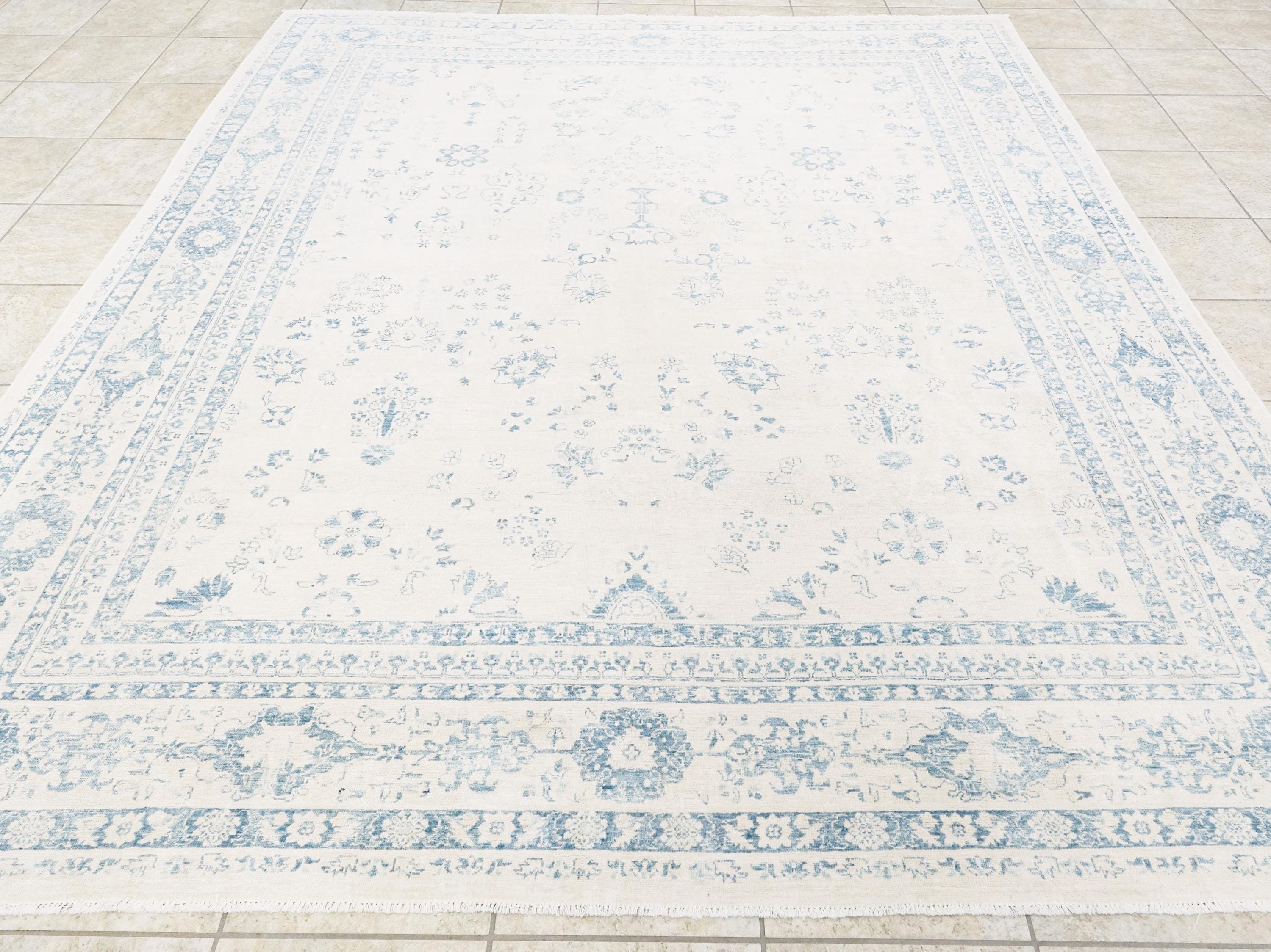 8x10 Ft Vintage Blue Serapi Rug - Hand Knotted Afghan Rug