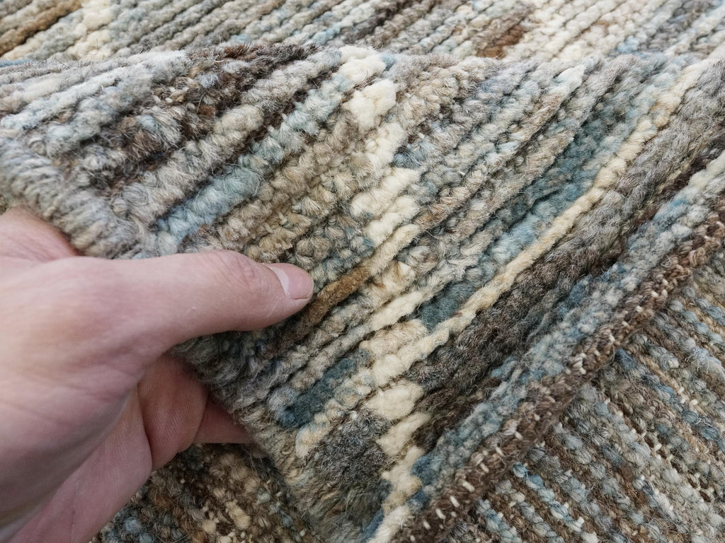 5x16 Ft Hand Knotted Afghan Wool - Coral Blue Moroccan Runner Rug