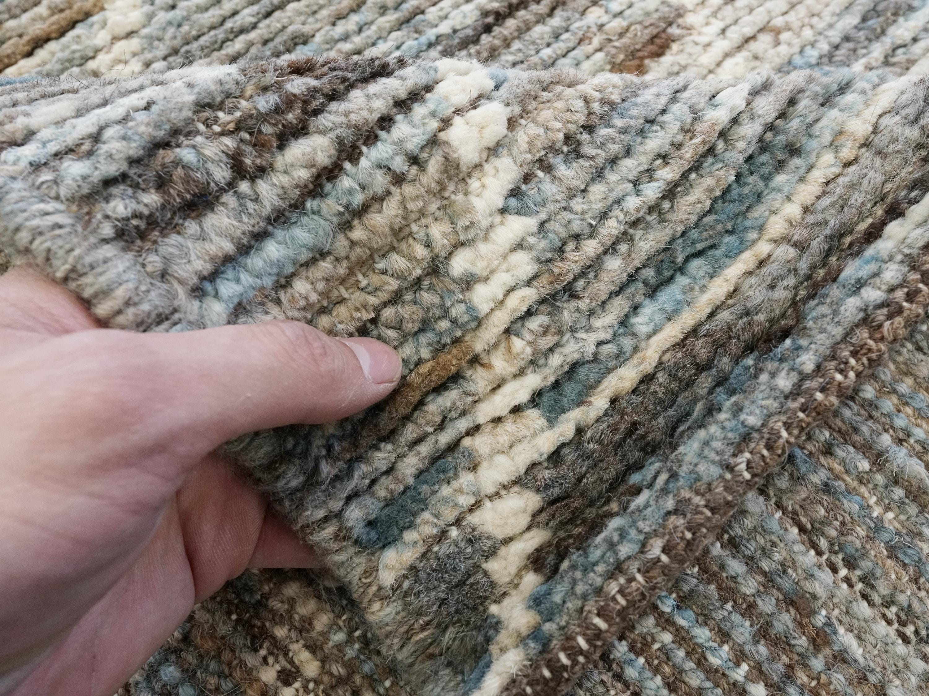 5x16 Ft Hand Knotted Afghan Wool - Coral Blue Moroccan Runner Rug
