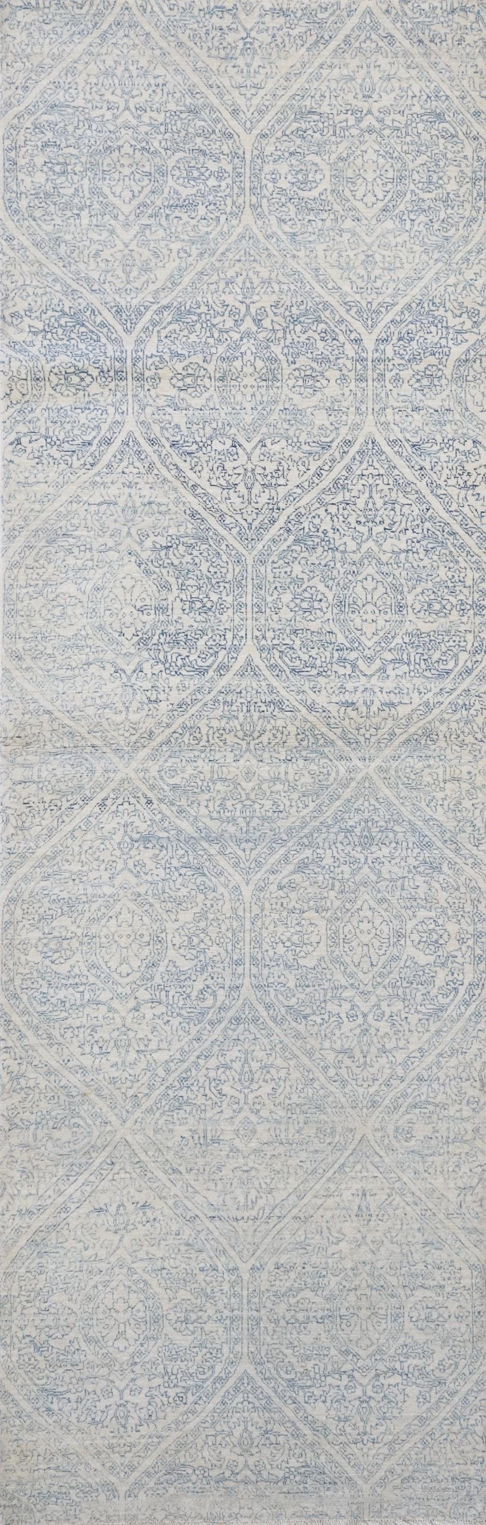 10 Ft White Gabbeh Runner Rug - Afghan Wool Hallway Rug