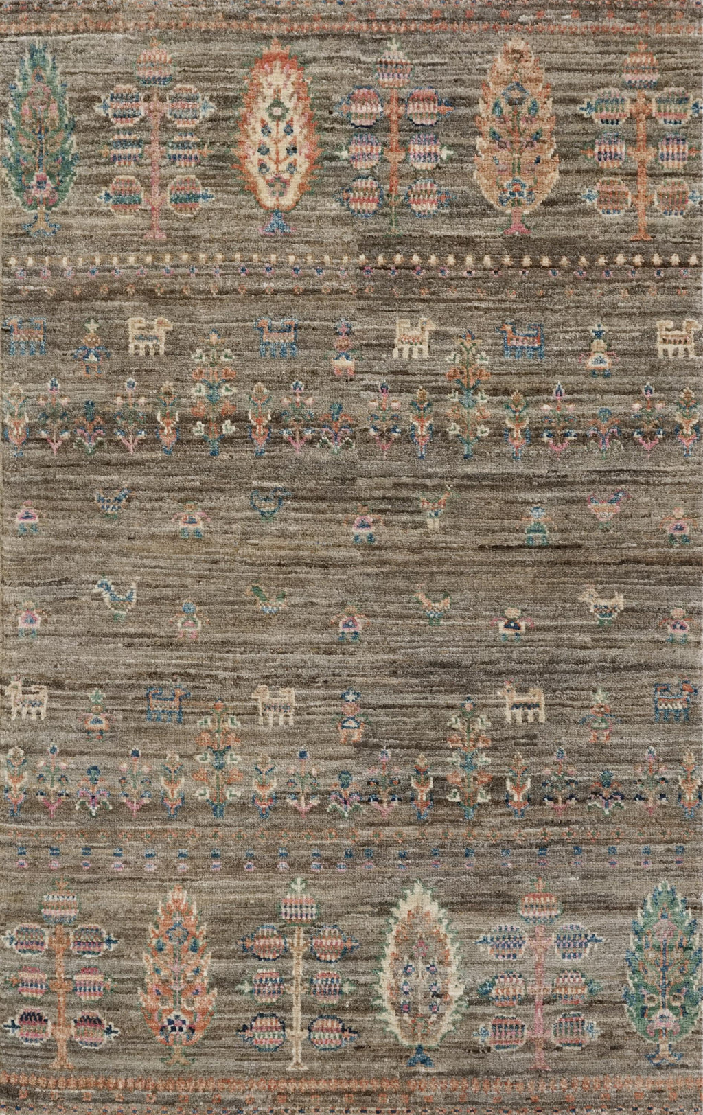 2x4 Ft Hand Knotted Wool Gabbeh Rug - Brown Oriental Rug