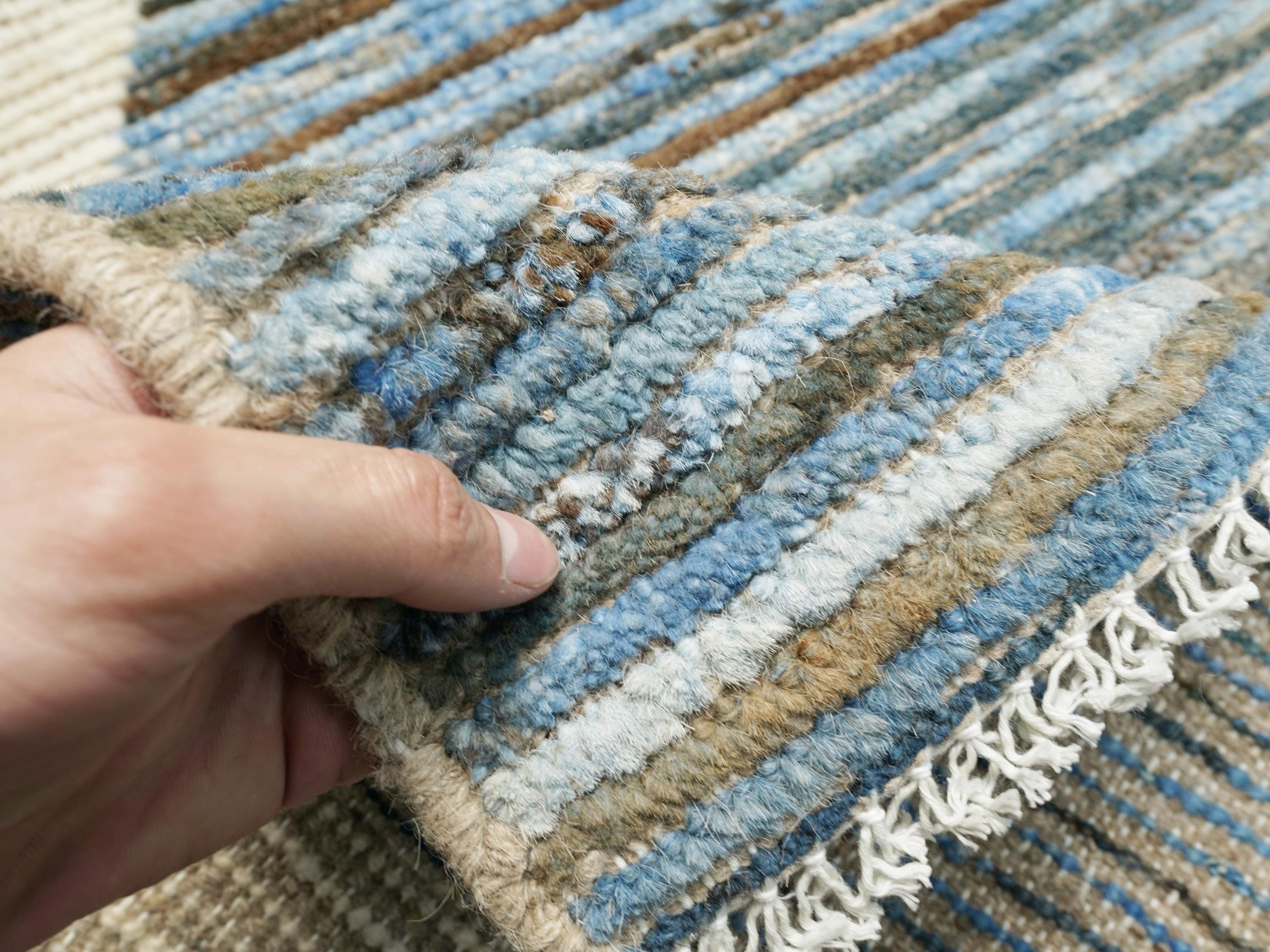 3x6 Ft Hand Knotted  Moroccan Rug - Blue & White Area Rug