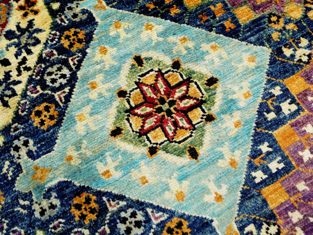 7x10 Ft Colorful Mamluk Rug - Hand Knotted Afghan Rug
