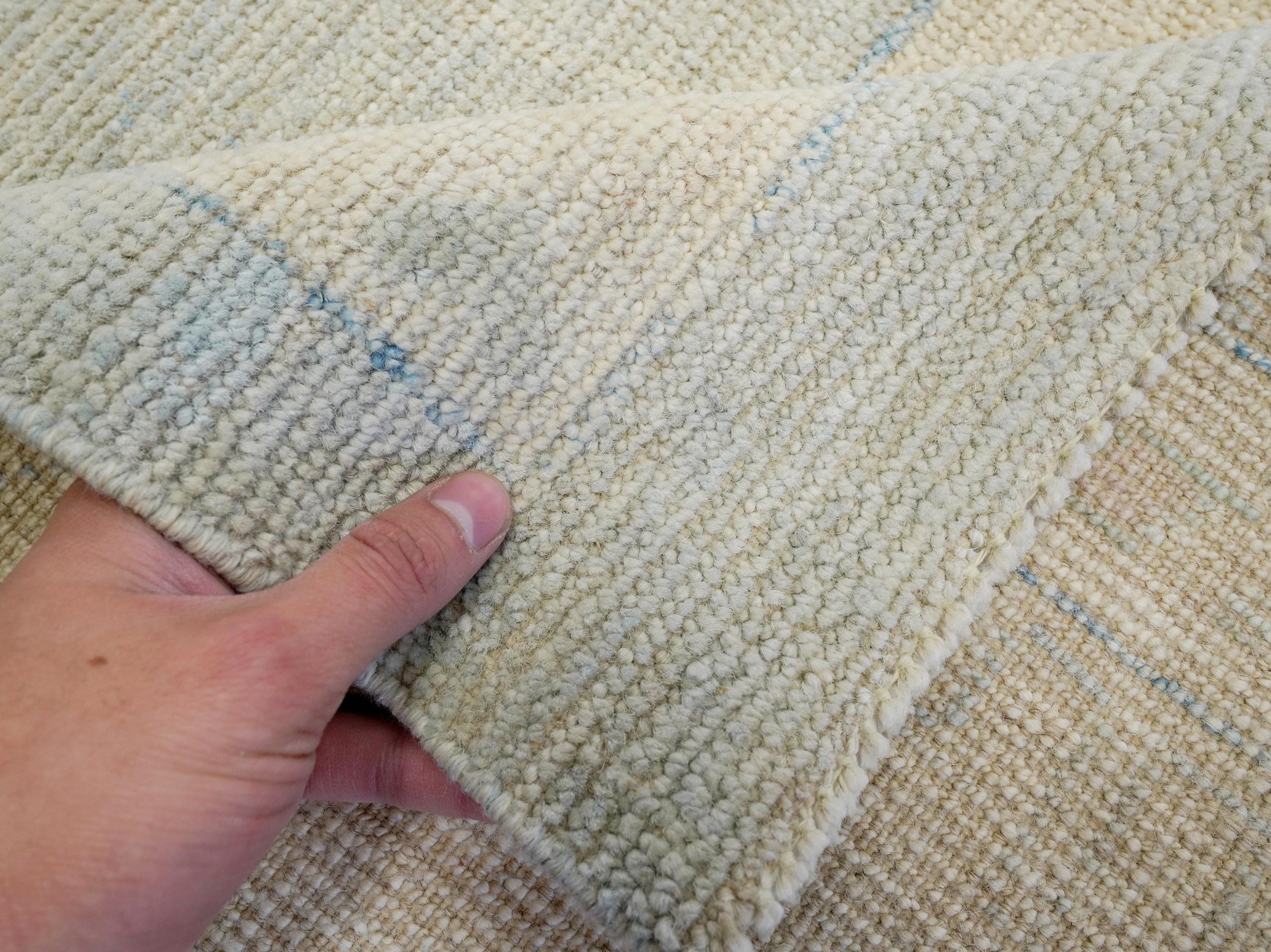 10x14 Ft Muted Blue Ushak Rug - Hand Knotted Wool Area Rug