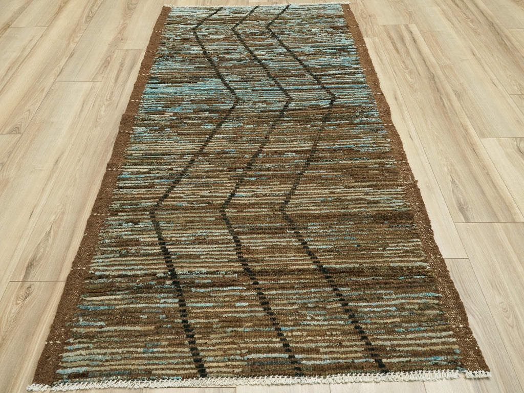 3x6 Ft Hand Knotted Brown Moroccan Rug - Afghan Wool Rug
