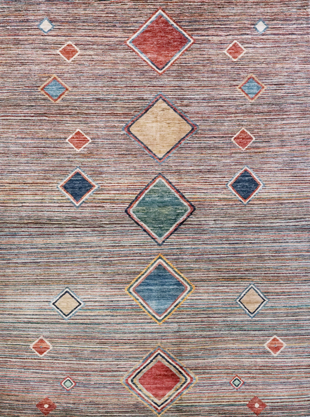 7x10 Multicolor Gabbeh Rug - Afghan Wool Area Rug - Contemporary Design